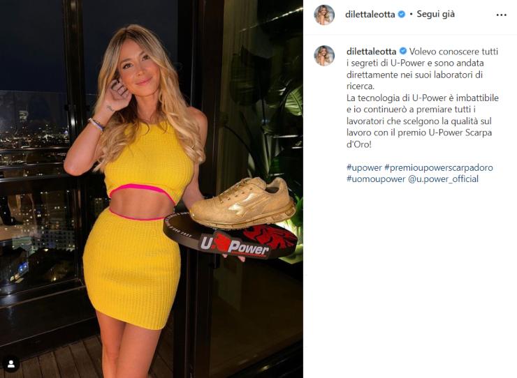 Diletta Leotta vestito giallo upower 25-10-2022 bloglive
