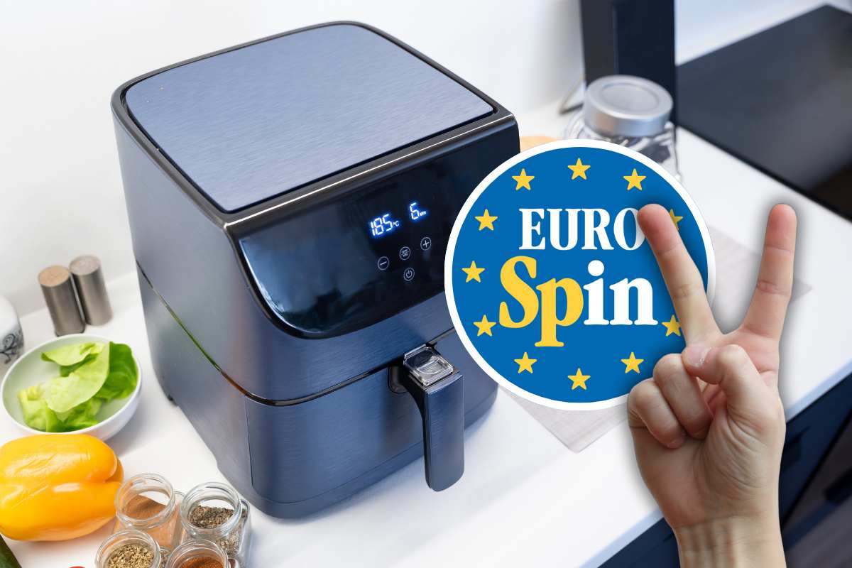 friggitrice ad aria e logo Eurospin