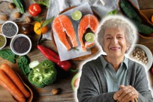 cibi sani e signora anziana