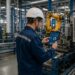 persona che lavora con un macchinario industriale