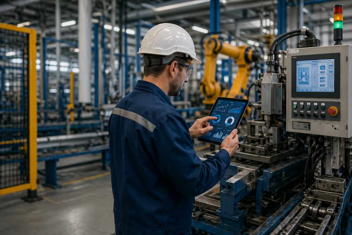 persona che lavora con un macchinario industriale