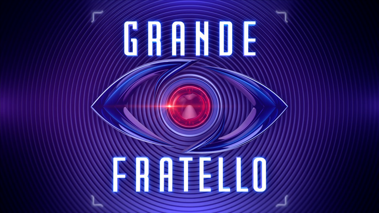 Logo ufficiale del programma televisivo Grande Fratello su sfondo viola futuristico.